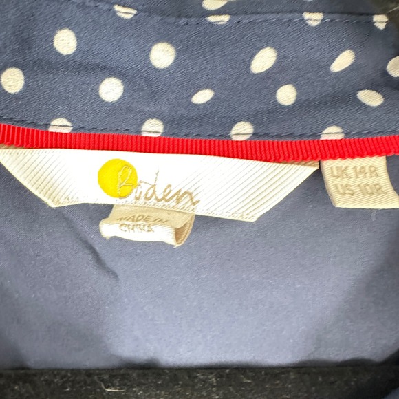 Boden Clemency Navy White Polka Dot Pleated Shirt Dress Long Sleeve Button 10R - Picture 7 of 10